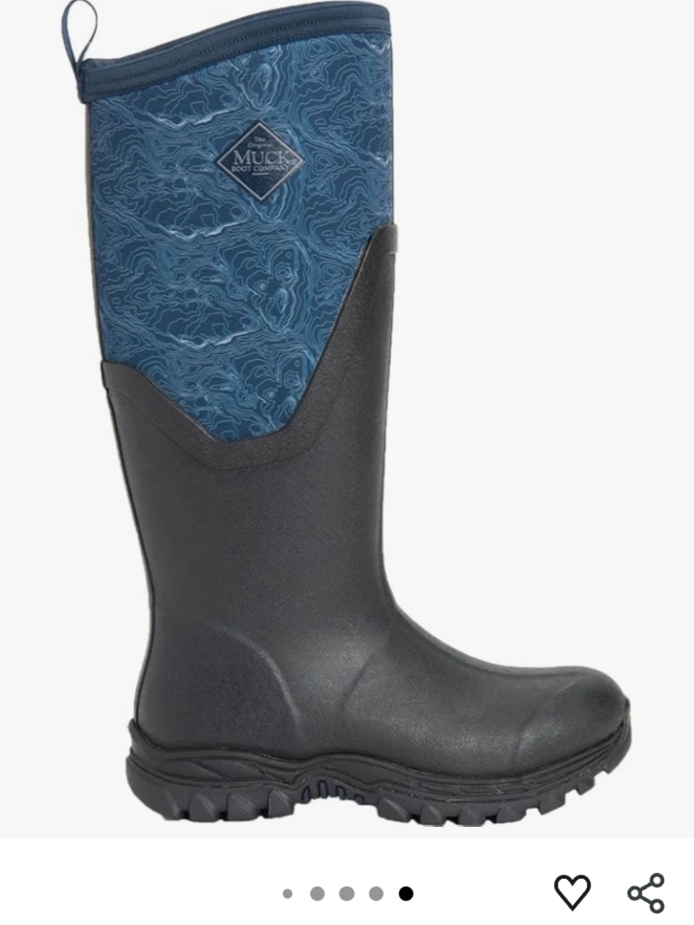 Muck Boot Tall Blue Top Black Rubber Rain Boot